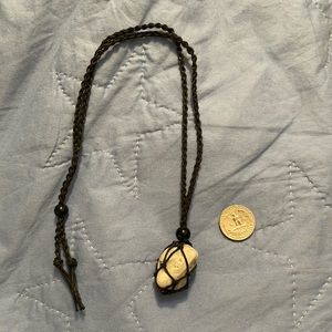Hand made PNW white quartz rock necklace 002